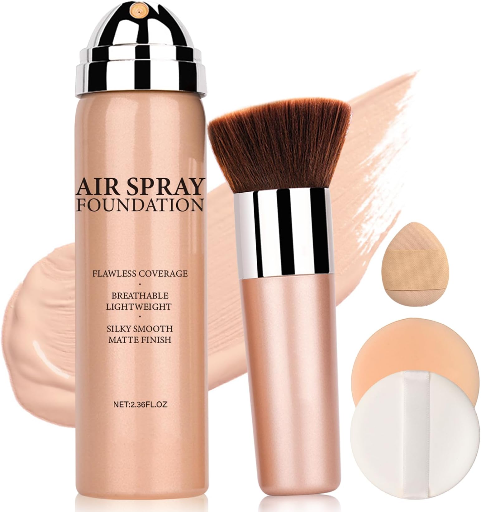 Airbrush Foundation Makeup Spray Full Coverage Foundation for Mature Skin,Long-lasting Airbrush Flawless Setting Spray,Waterproof Foundation for Smooth Radiant Skin (Natural/Warm Porcelain)