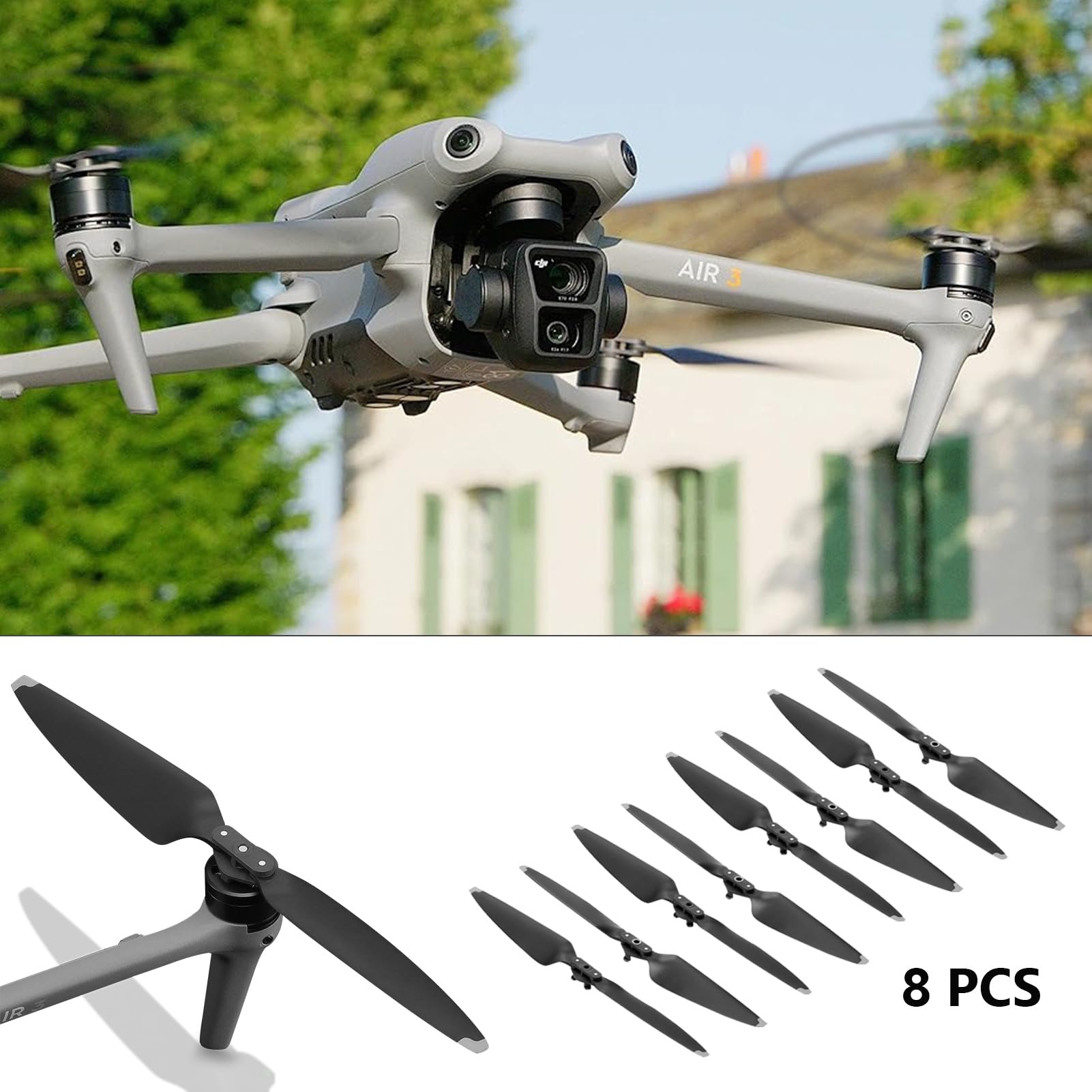 Air 3 Eliche, 8 Pezzi Eliche Air 3 con Design a Sgancio Rapido, Air 3 Accessori per Sostituzione Drone, 8747 Eliche per Air 3 Drone (Argento)
