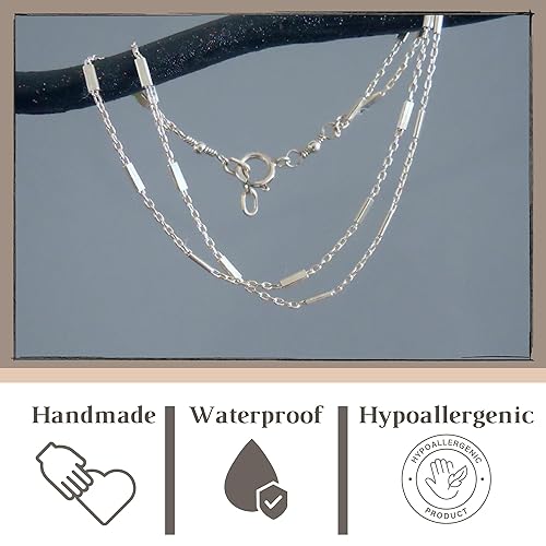 Miniatura 18 de Annika Bella Pulsera de doble hebra, cadena de mano de 6.5 a 7.5 pulgadas, pulseras de cadena de plata de ley 925, joyería minimalista para mujer