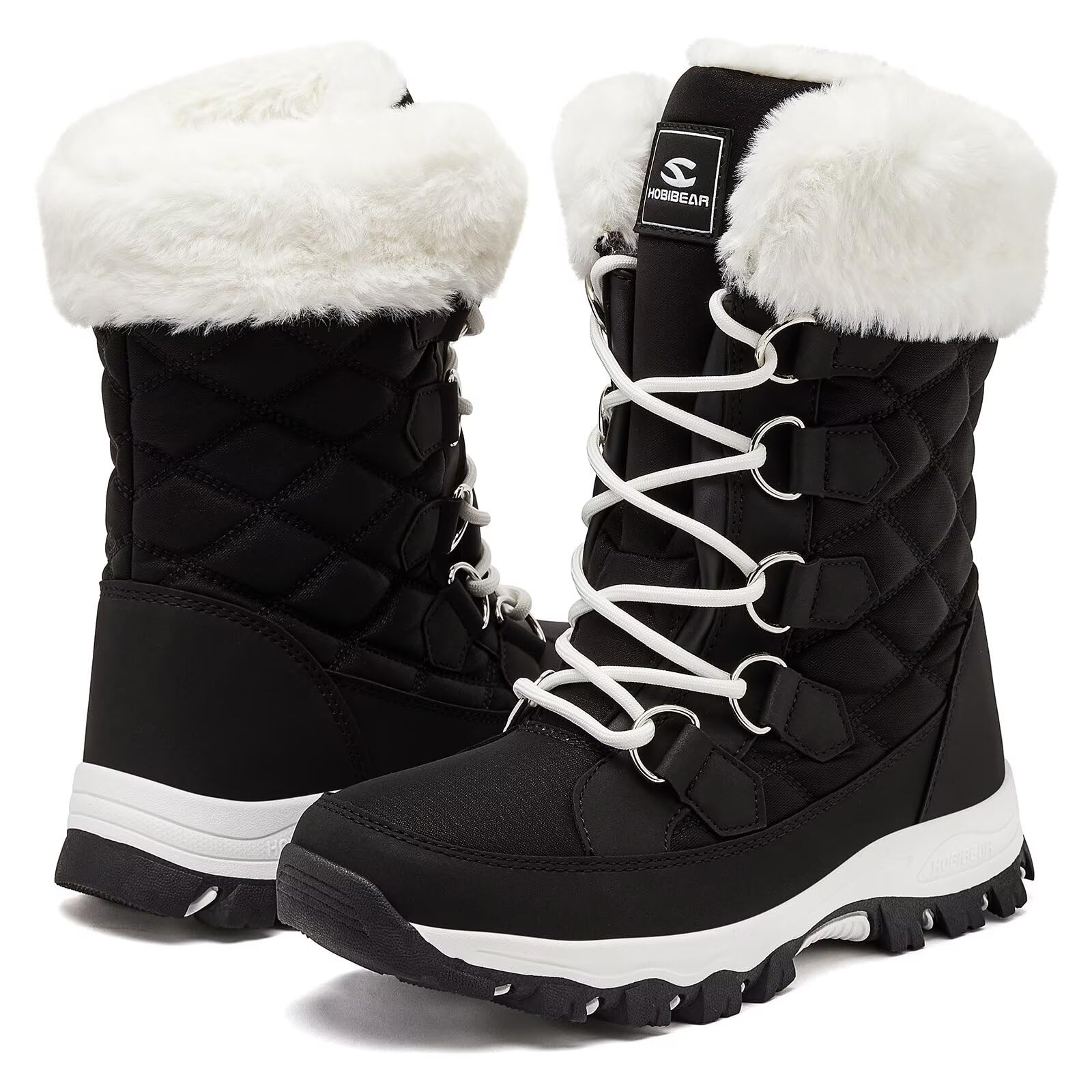 HOBIBEAR Bottes de neige pour femmes Bottes de randonnée à semelle extérieure antidérapante Chaussures d'hiver à l'épreuve de la neige