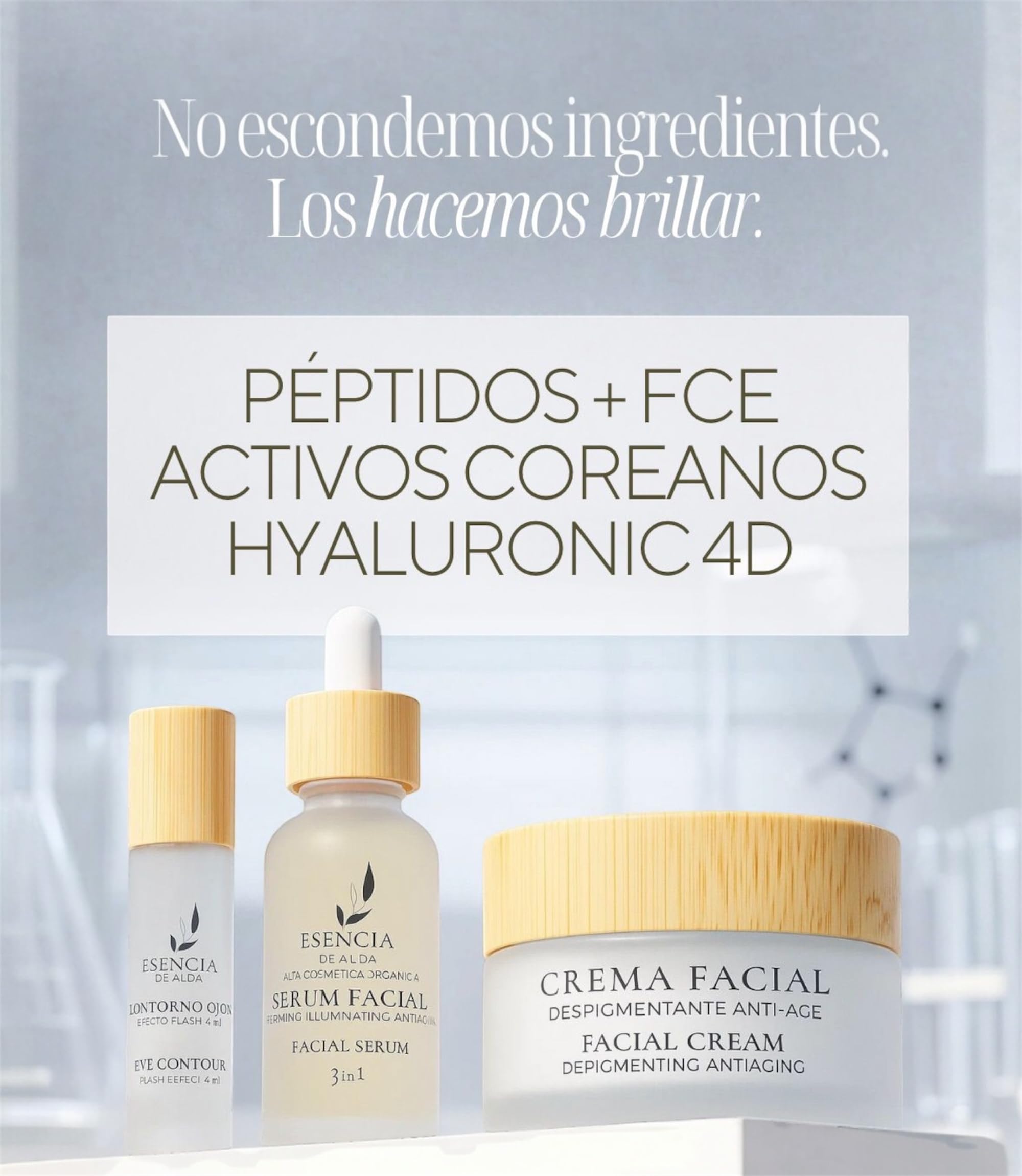 Set Platinum – Contorno de Ojos Efecto Flash + Sérum Facial 3 en 1 + Crema Facial Despigmentante Anti-Edad – Rutina Facial Completa para Luminosidad y Firmeza