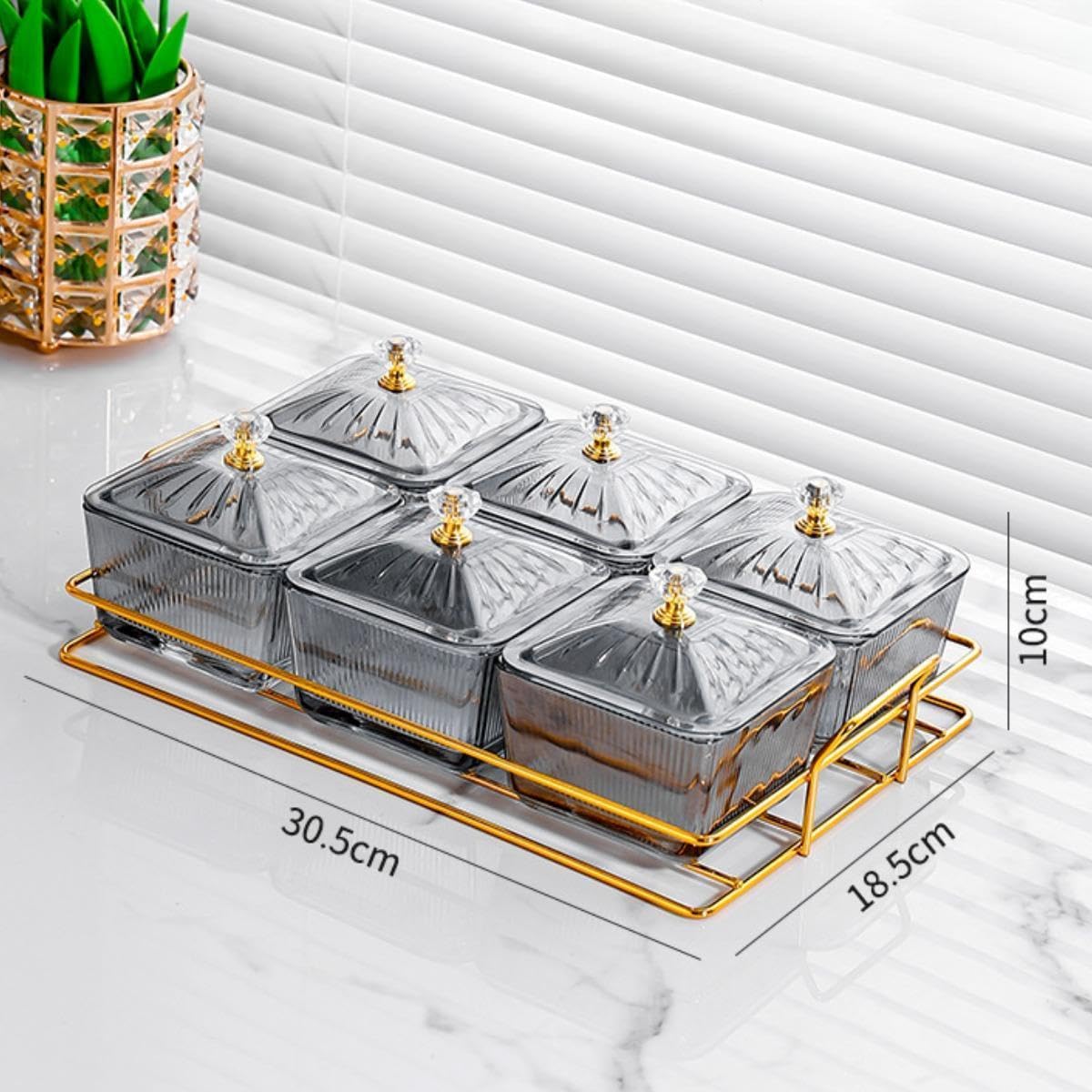 Colcolo Bols de Service pour collations, Organisateur, boîte de Rangement Alimentaire, Plateau de Service, Assiette à Fruits secs pour collations, Noix, Gris