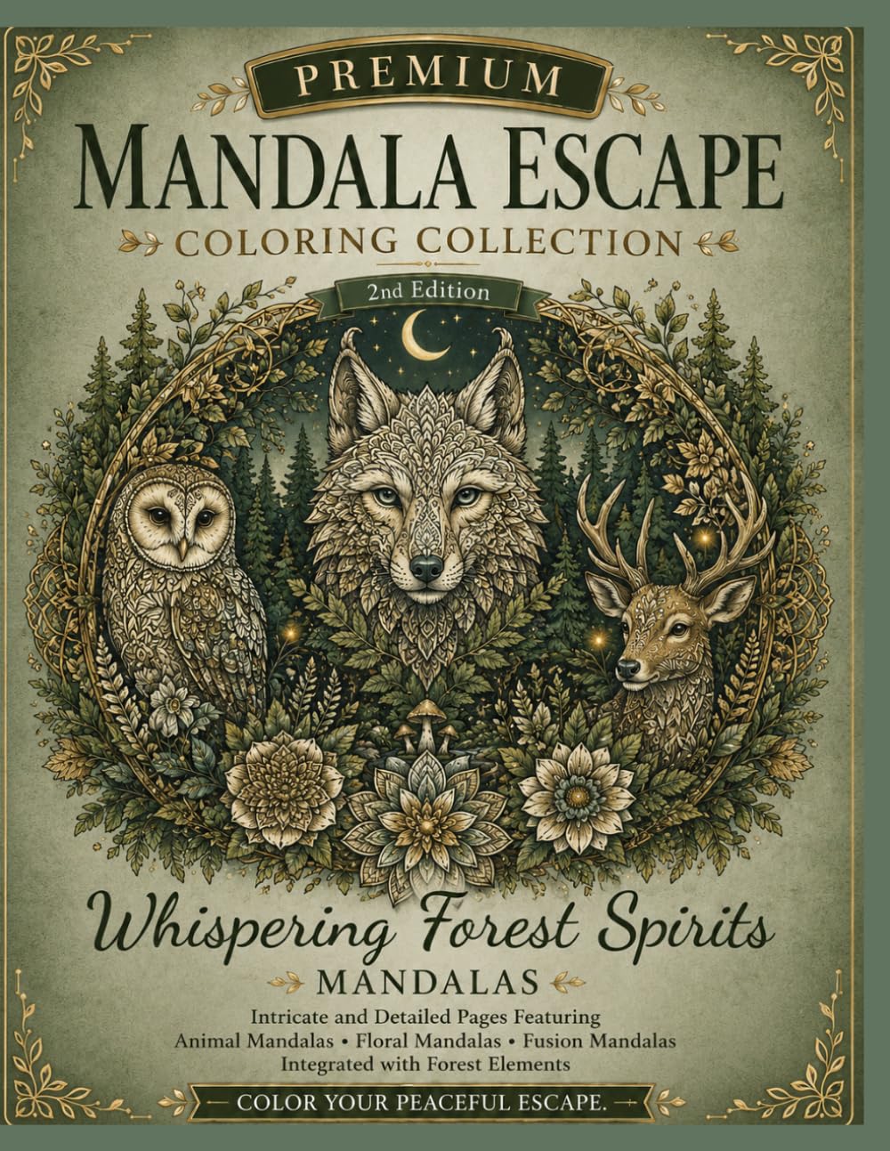 Premium Mandala Escape Coloring Collection: Whispering Forest Spirits Mandalas: Intricate Animal, Floral, and Forest-Inspired Mandalas for Relaxation, Mindfulness, Stress Relief, and Creative Escape