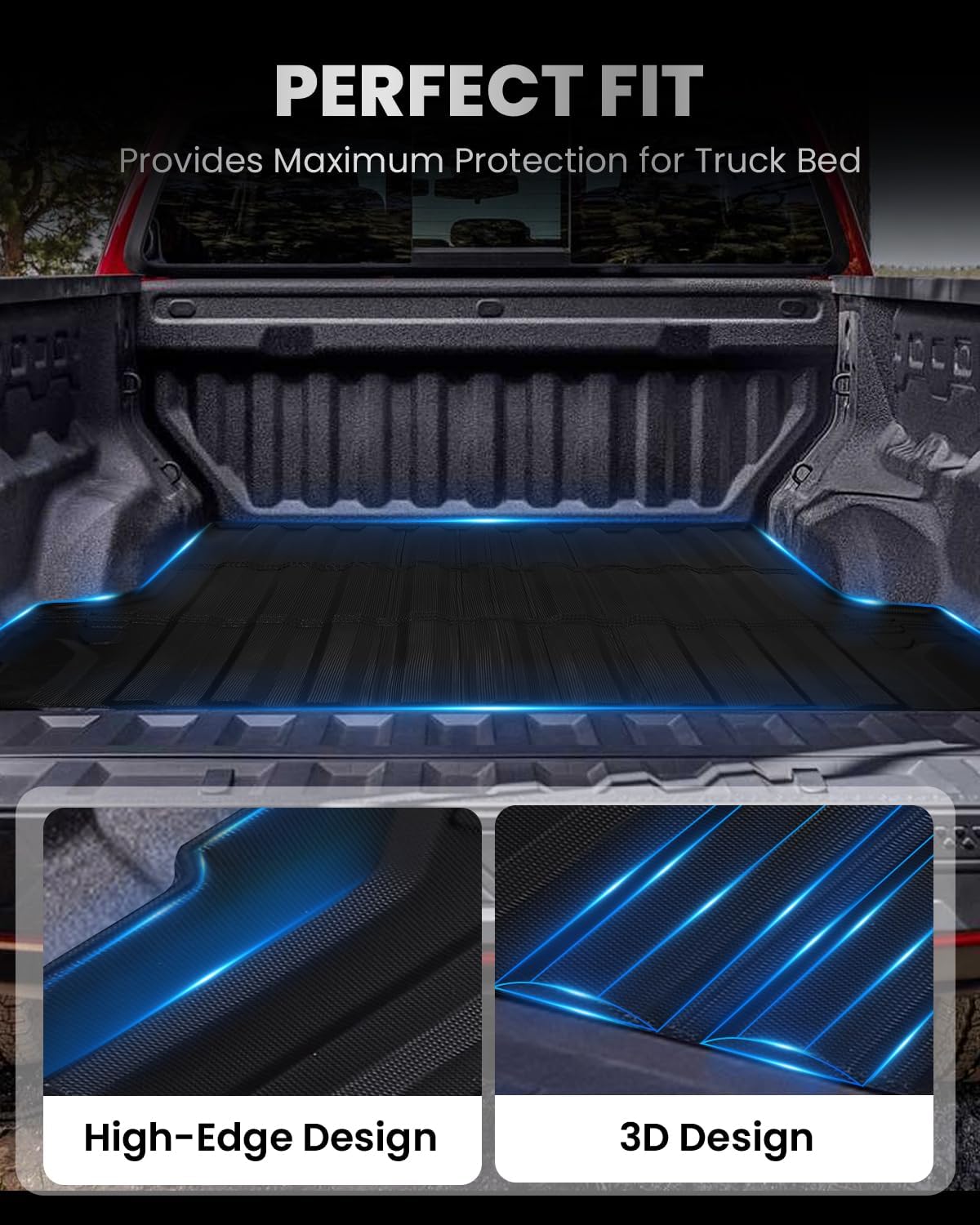 Truck Bed Mat for Chevy Colorado/GMC Canyon 2026 2025 2024 2023, 5FT Rubber Bed Mats for Chevy Colorado/GMC Canyon Pickup Truck Bed Accessories Cargo Mat Anti-Slip