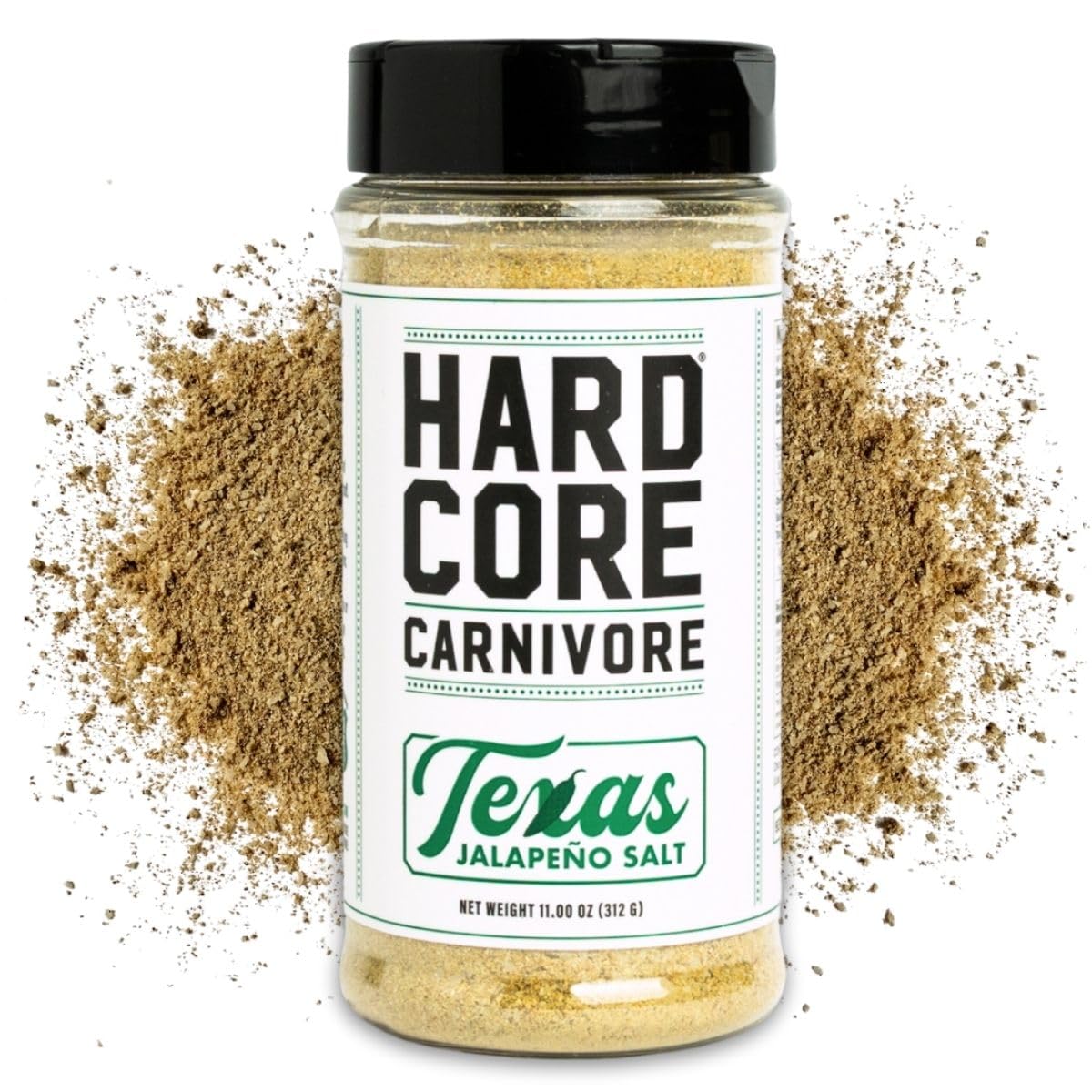Hardcore Carnivore Texas Jalapeño Salt: Spicy All -Purpose Seasoning Blend (11 oz Shaker) Texas-Made,Bold, Zesty Flavor for Meat, Veggies, Rims and More