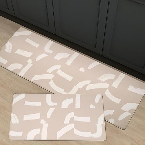 Miniatura 2 de FRESHMINT Juego de 2 tapetes de cocina acolchados antifatiga para el piso, impermeables, antideslizantes, cómodos, alfombra de cocina minimalista