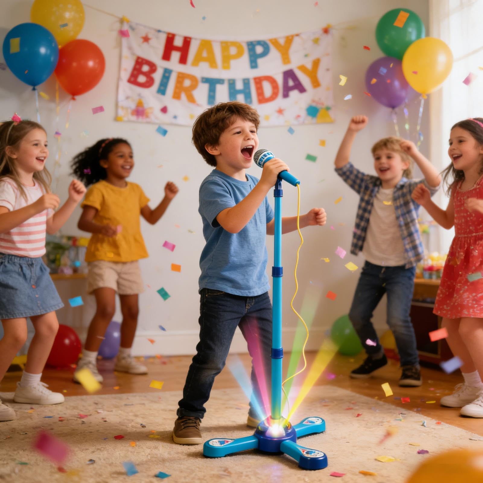 Kids Karaoke Machine - Micrófono eco con soporte ajustable | Rotating