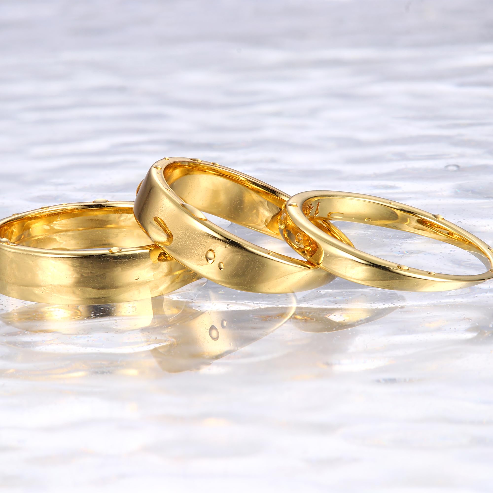 Feng Shui, Florideco 14K Gold gefüllter Ring, Goldband, Dicker, dünner Ring mit kleinem Daumen, Gold, stapelbarer, stapelbarer Ehering für Damen und Herren, Nicht anlaufend, Bequeme Passform, Größe 6