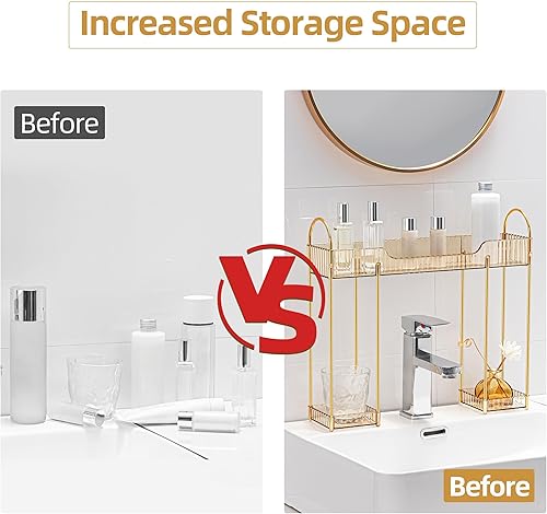 Miniatura 9 de YCIA&DONE Organizador de encimera de baño sobre el grifo, organizador estrecho sobre el fregadero, organizador de encimera montado en la mesa sobre