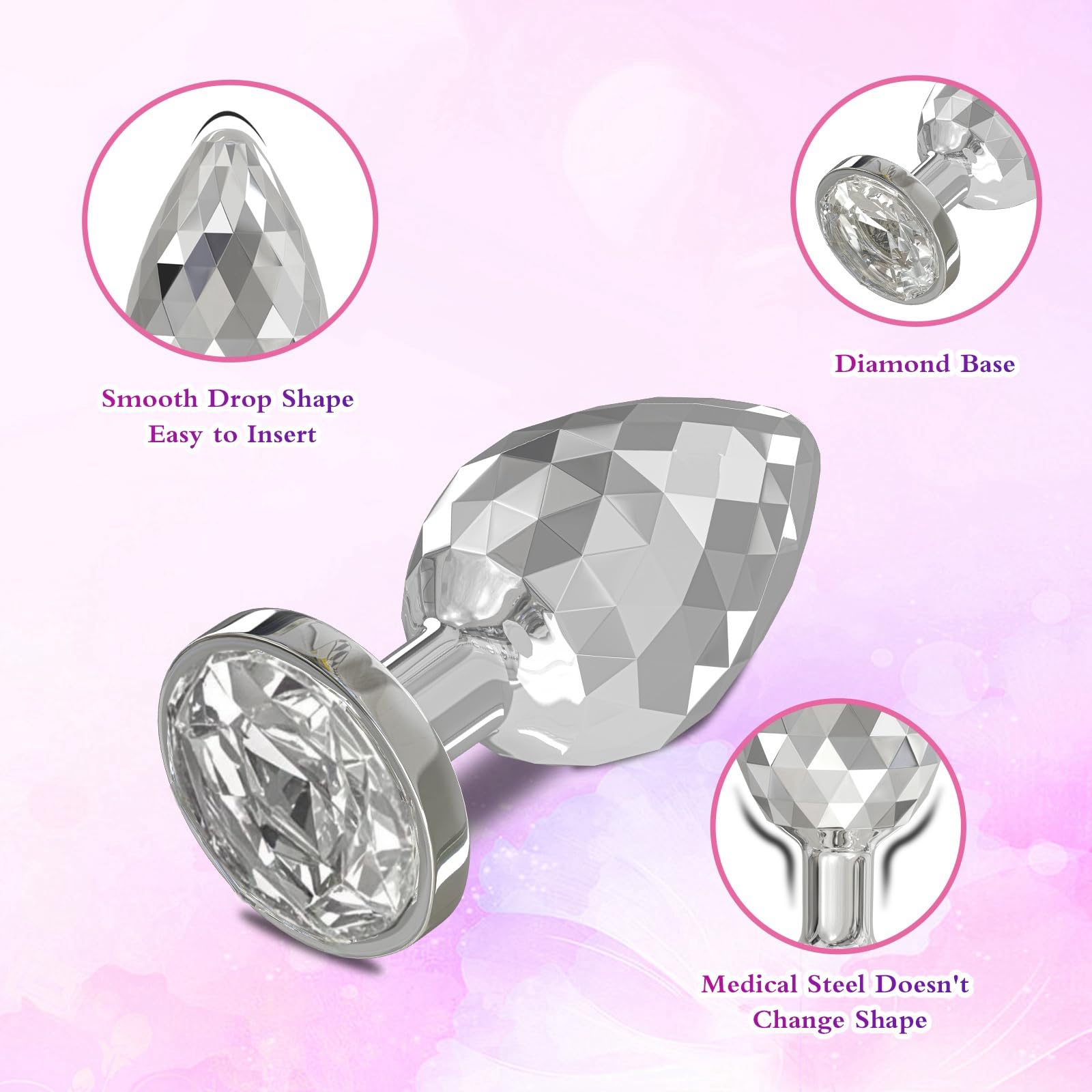 Anal Plugs Small Butt Plug for Beginners,Adult Aanl Toys with Heart-Shaped Jewelry Base,G Spot Sex Toy Anal Sex Adult Toy for Beginner Adult Unisex Women and Men Couple (Small Pink): Silver