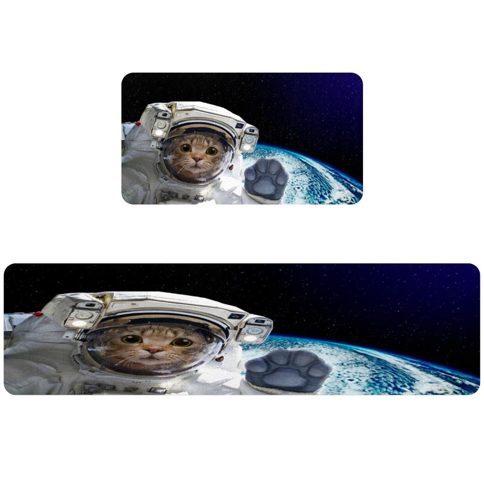 Alfombrillas de cocina VAPOKF con diseño de astronauta pack de 2 alfombras lavables