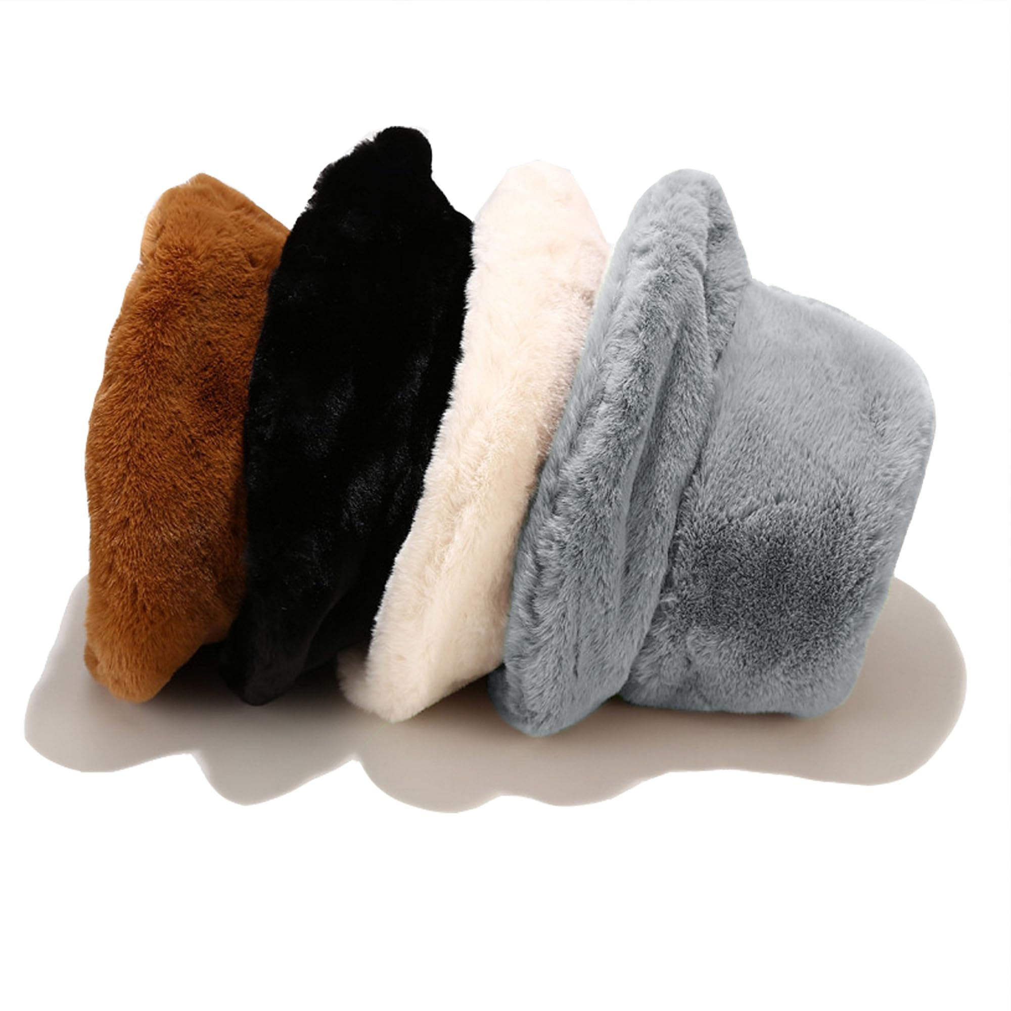Umeepar Winter Faux Fur Fuzzy Bucket Hat Fluffy Warm Hat for Women Men
