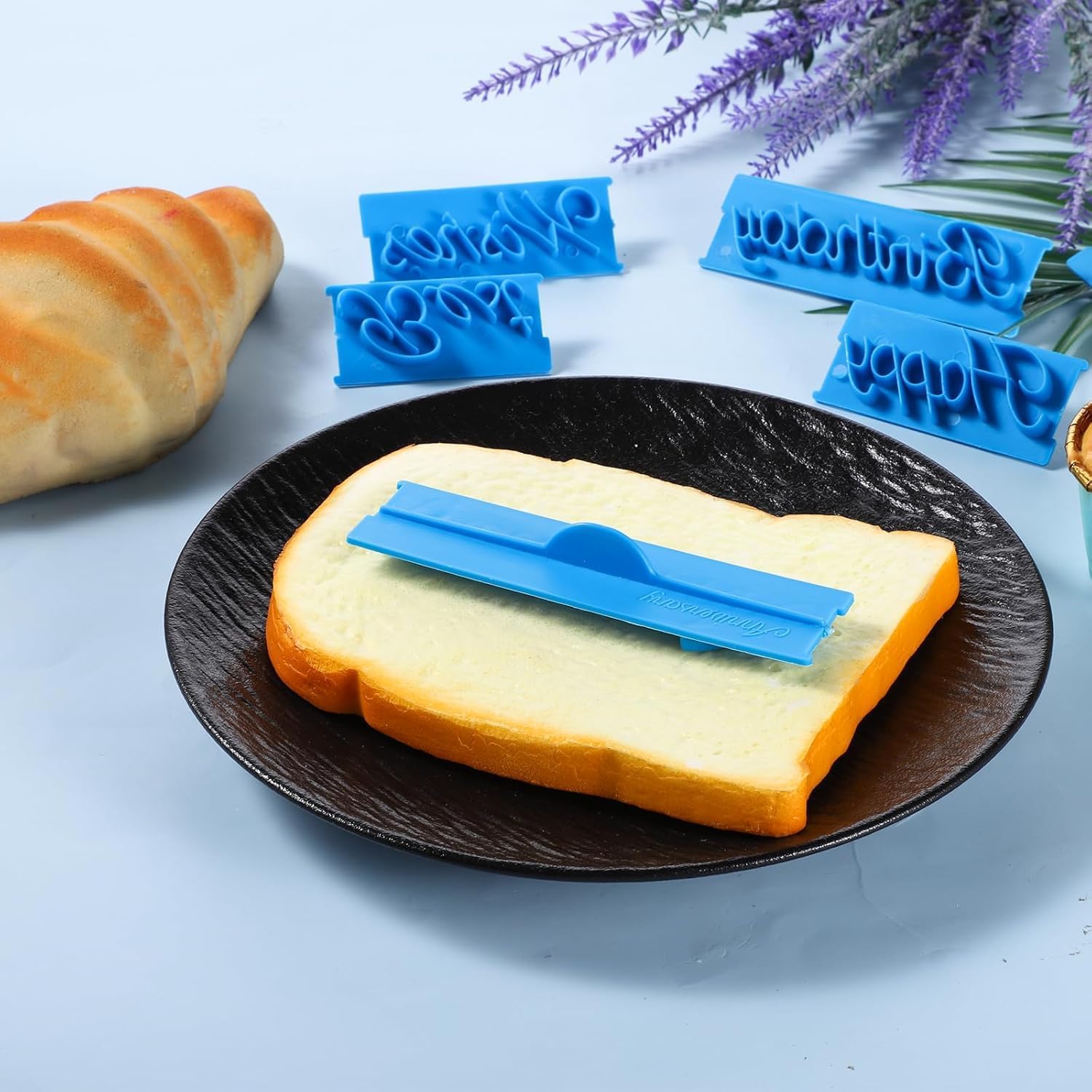 6Pcs Cake Words Stamp, DIY Handwritten Letter Printed Stamp Happy Birthday Best Wishes Congratuation Anniversary Handwritten Letter Cutter Set for DIY Cake Cookies