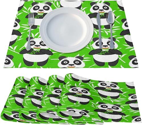Miniatura 2 de Pandas Lovely Placemats Set of 4 Table Mats Washable Placemat Waterproof Place Mats for Party Home Dining Table Decor 18x12 in