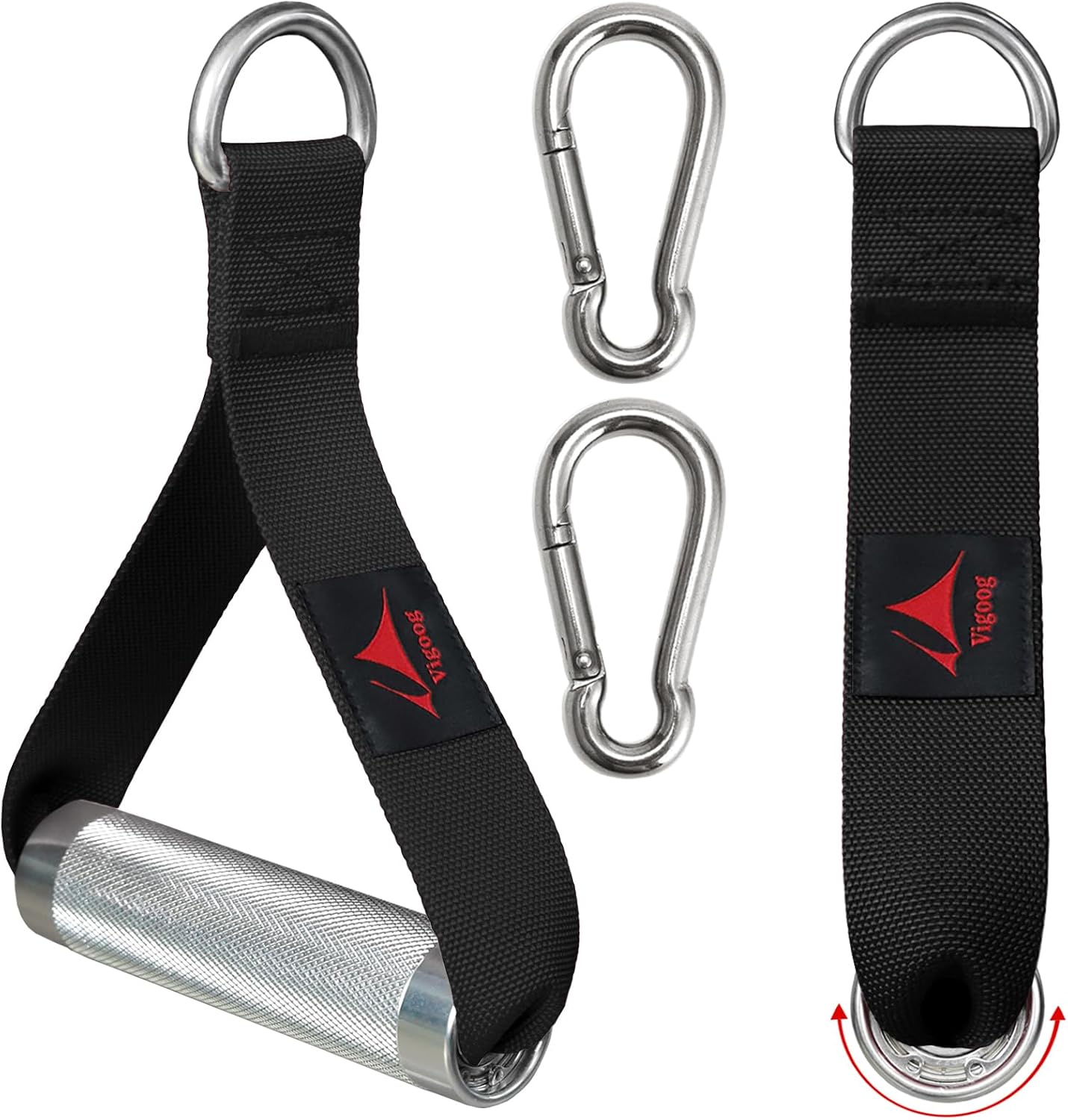 360° Smooth Rotating Aluminum Handles for Cable Machine - 5.5" Extended Non-Slip Grips, Hygienic, Heavy-Duty Workout Attachments for LAT Pulldowns, Flyes, Curls, Rows & Crossovers, Home/Gym
