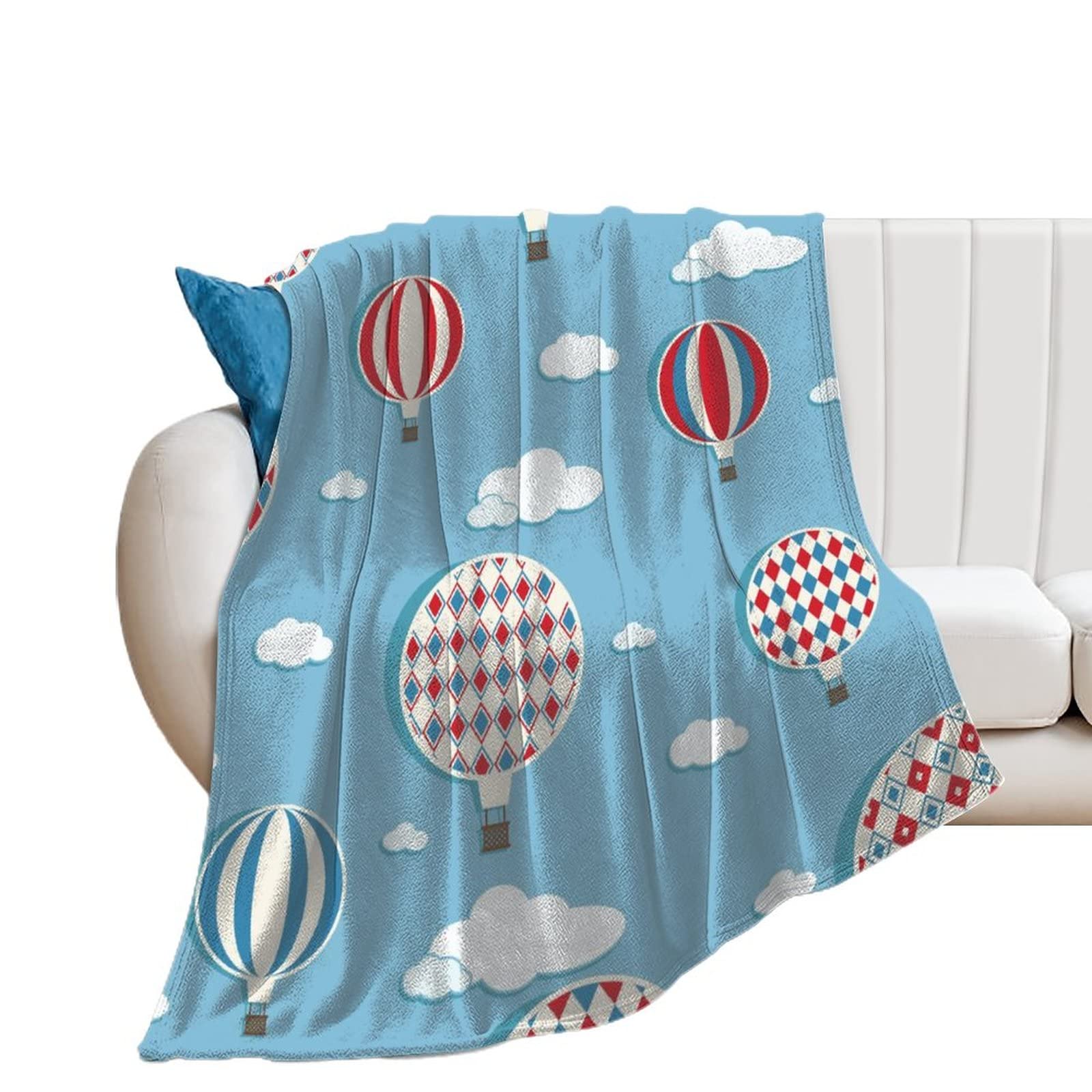 Couverture polaire montgolfière 130x150 cm pour lit et canapé