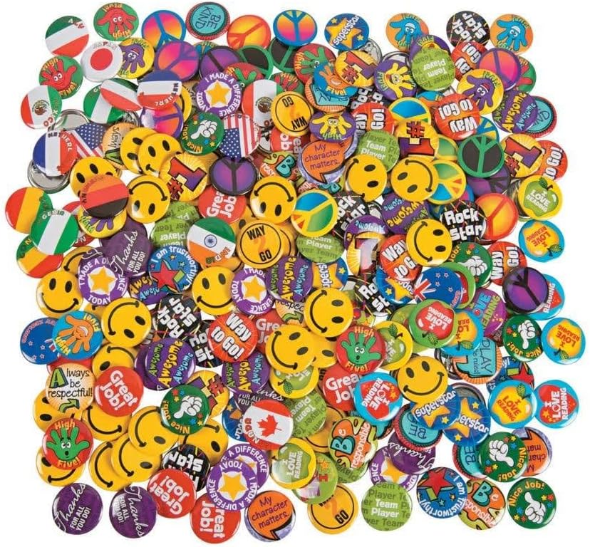 48 pcs Mega Buttons Pins for Party Favors Assorted Images and styles