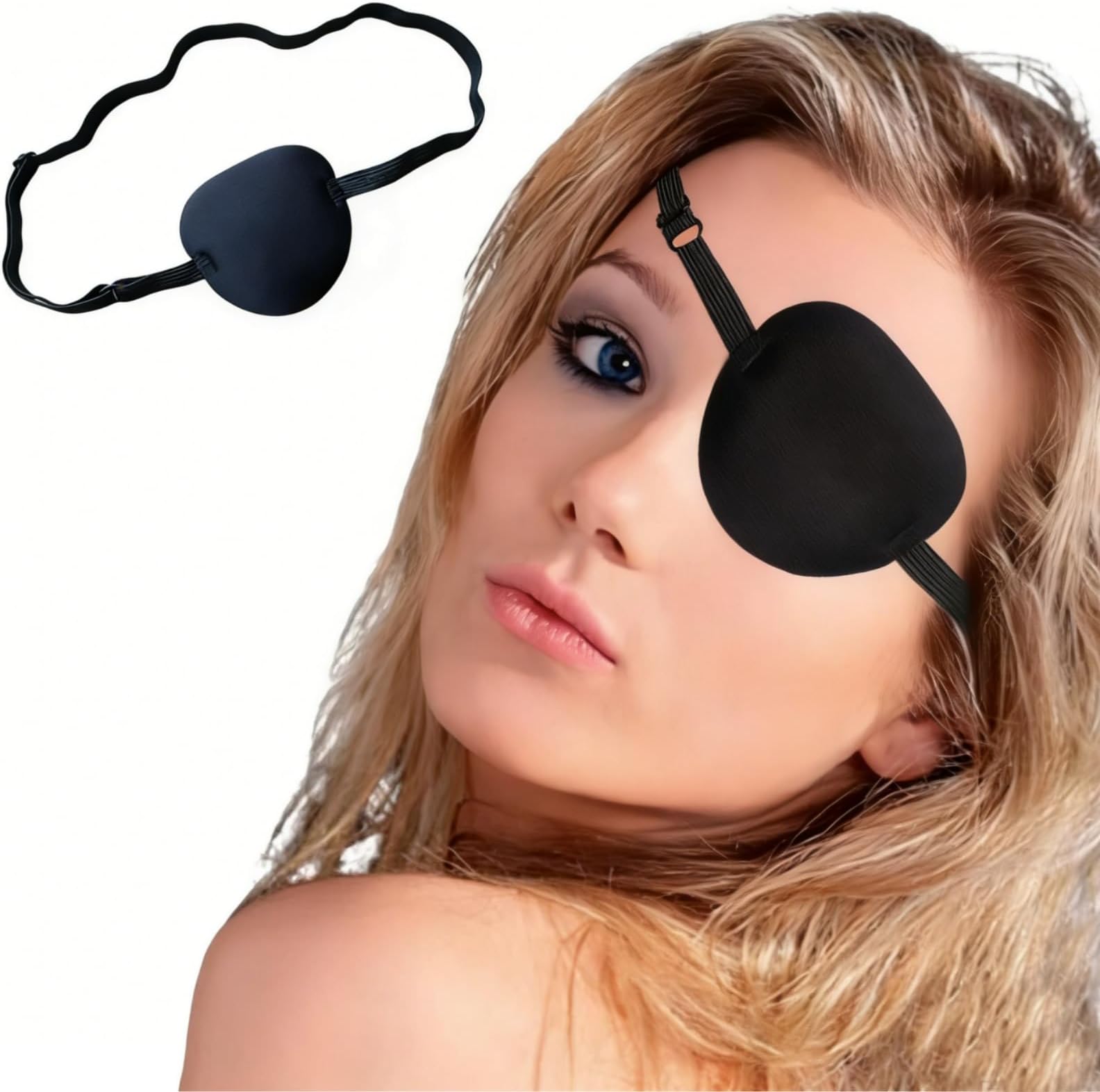 - Xianglangsuccess Monocular Black Eye Patch, Washable, Amblyopia, Medical Eye Patch, Pirate Suit for Adults and Children