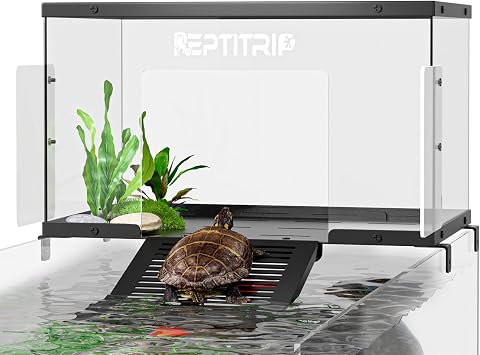 Turtle Basking Platform & Dock - Stainless Steel Turtle Ramp, Non-Slip Surface - Fits 10-13 Inch Wide Aquariums