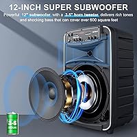 Vista 3 de GTSK12-2 - Sistema de altavoces PA Bluetooth portátil, altavoz de karaoke inalámbrico con subwoofer de 12 pulgadas, USB/SD/MP3/FM/TWS - micrófonos