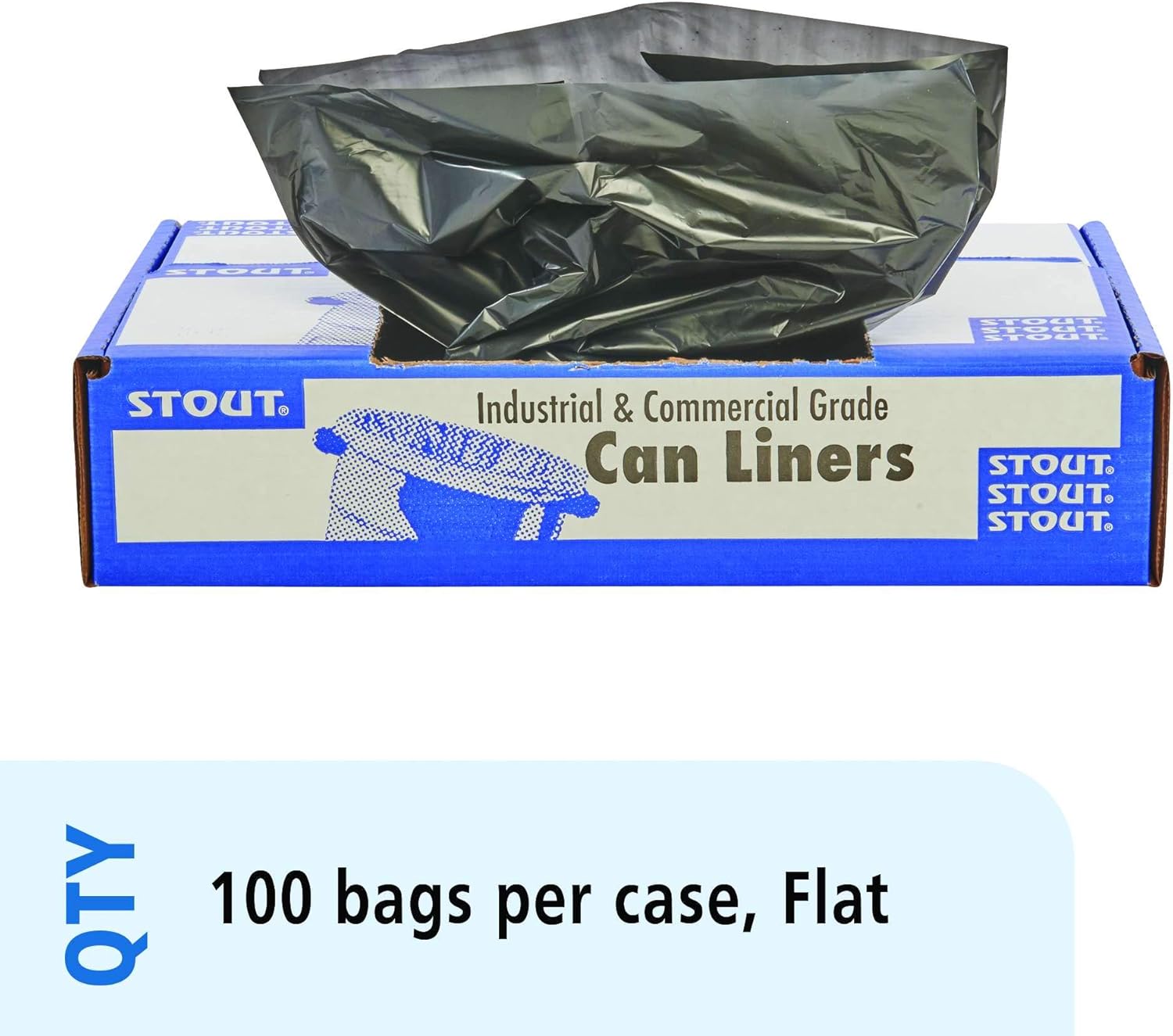 Stout by Envision Commerical 33 Gallon Can Liners - 100 Bags - 1.5 mil Heavy Duty Industrial 100% Recycled Puncture & Tear Resistant Garbage Trash Bags : Jan San Waste : Health & Household