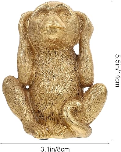 Miniatura 3 de Figura de mono de resina, 3 piezas de resina, adorno de mono de resina, decoración de mono dorado de resina, no se ve, no habla, no malvado (tamaño