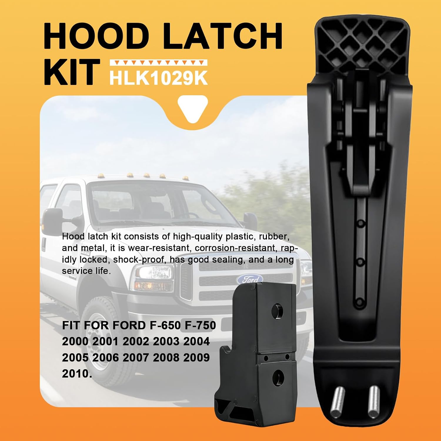 HLK1029K Hood Latch Kit Fit For Ford F650 F750 2000-2010, Sterling LT7500 LT9513 2005, Replace F6HZ16700BA F6HZ16700AA
