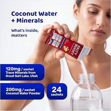 Ultra Lyte Electrolytes Drink Mix - Sugar-Free Salty Berry Lemonade Powder - 24 Sachets with High Sodium, Trace Minerals, and Coconut Water - Hydration for Training, Rehydration, and Wellness