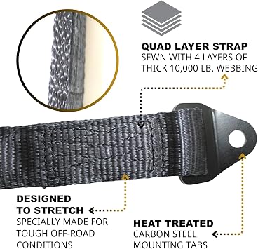 2 Pack 22 Limit Straps, Car Hauler Axle Straps Rated for 10,000 LBS Quad Wrap Nylon Limit Strap for ATV UTV Trucks, Black