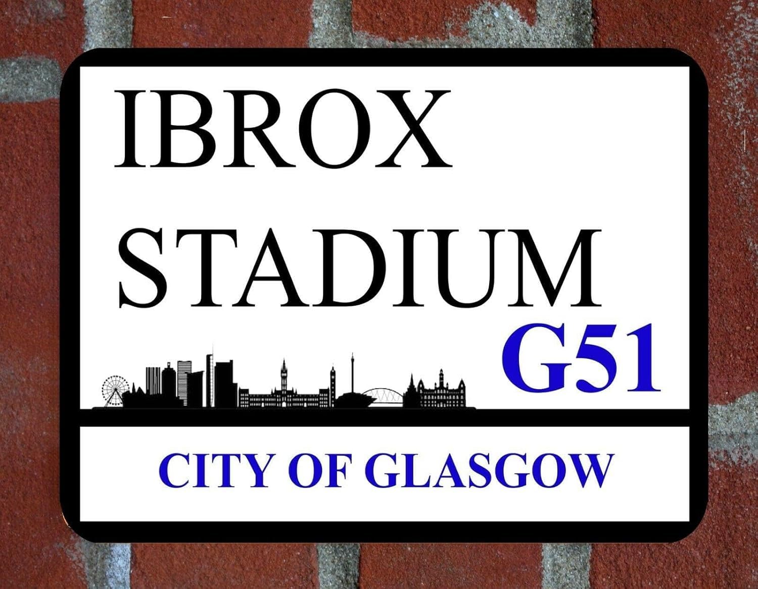 Top Banana Gifts Black/White Ibrox Stadium- Glasgow - Vintage Style Tin Sign, Reproduction Retro, Pub Bar Kitchen Garden Bathroom, Home, Plaque, Funny Decorative Wall Art, 3 Sizes (A4)