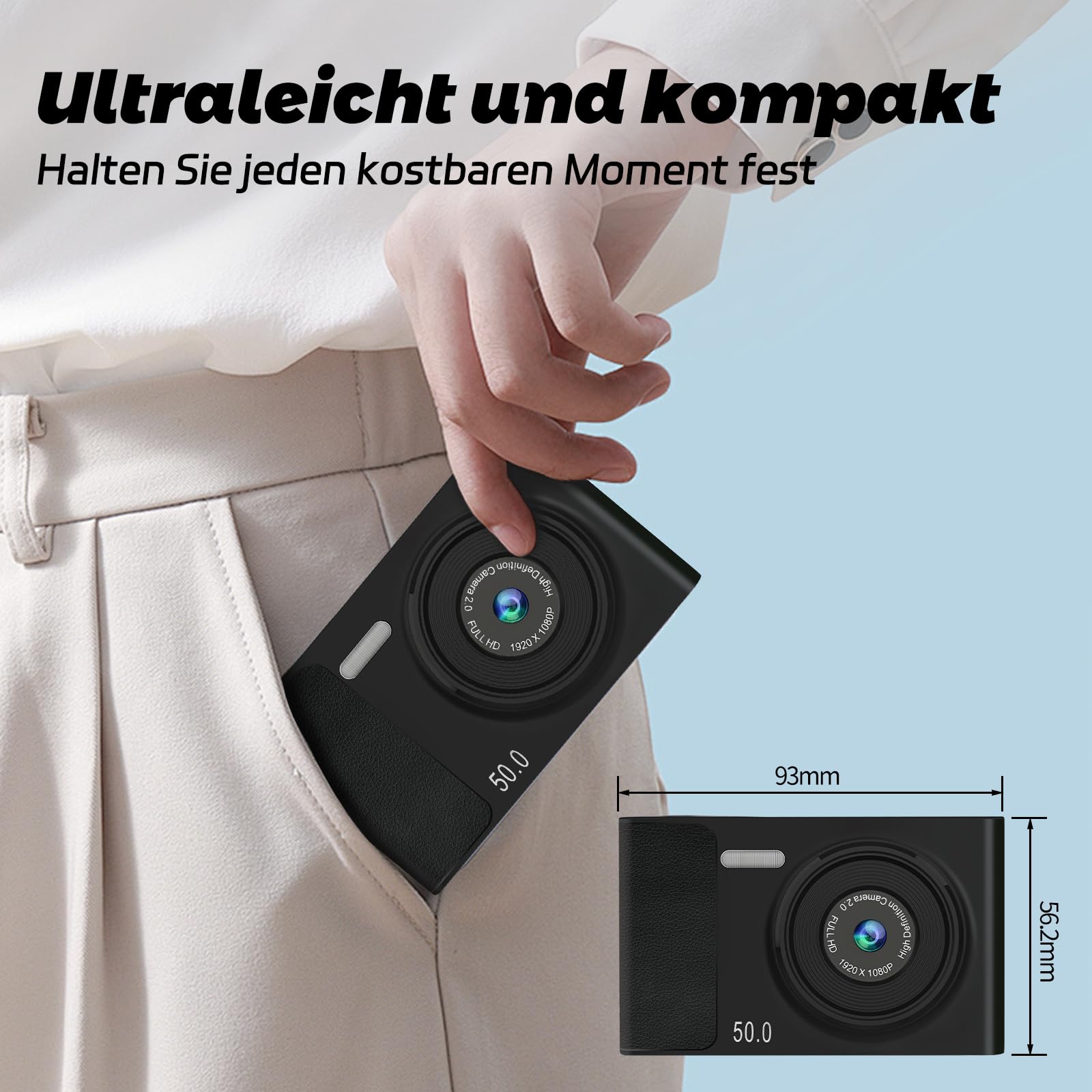 Digitalkamera 1080P 48MP Fotokamera Kamera für Kinder Jugendliche, 2,4" Tragbare Kompaktkamera mit 32GB SD-Karte, Geschenk für Studenten Anfänger Jungen Mädchen