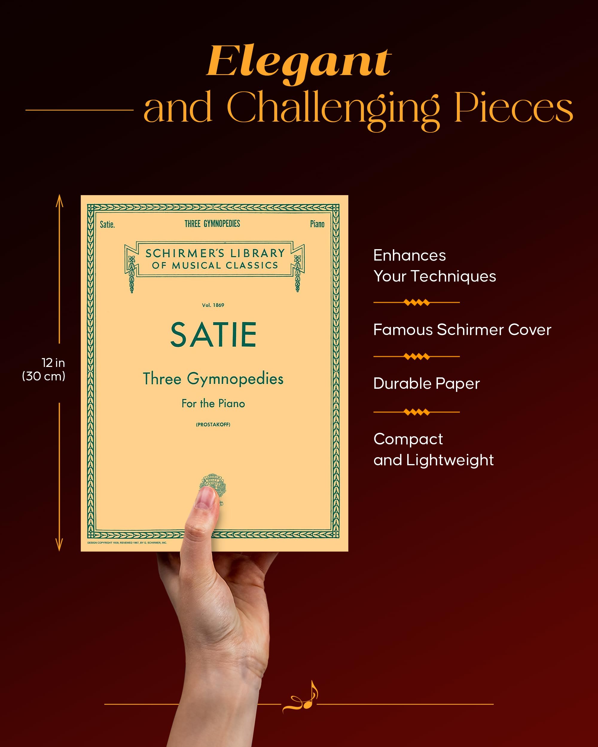 3 Gymnopedies: Schirmer Library of Classics Volume 1869 Piano Solo - Classical Piano Sheet Music Book with 3 Legendary Compositions - Image 5