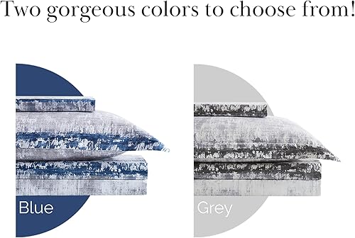 Miniatura 114 de Southshore Fine Living, Inc. Juego de funda de edredón de satén de algodón de fibra larga de 300 hilos, tamaño matrimonial/queen, azul ballard 07