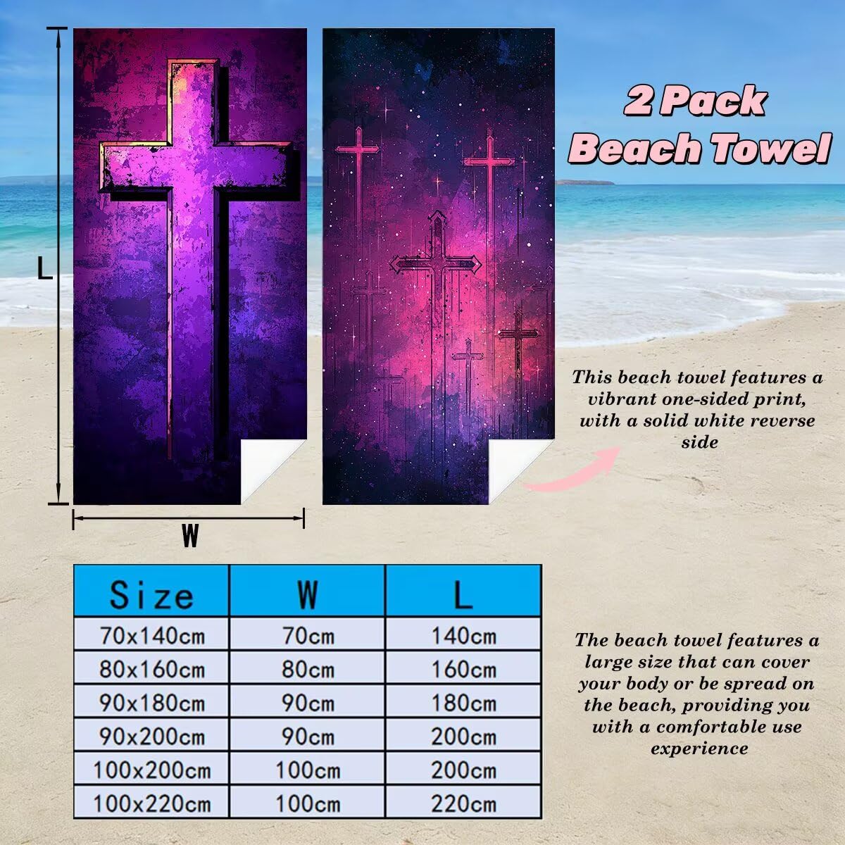 Ręcznik plażowy z mikrofibry, duży ręcznik plażowy 90 x 180 cm 2 sztuki, ręcznik gimnastyczny mężczyźni kobiety odporne na piasek ręczniki plażowe szybkoschnące ręczniki z mikrofibry akcesoria plażowe