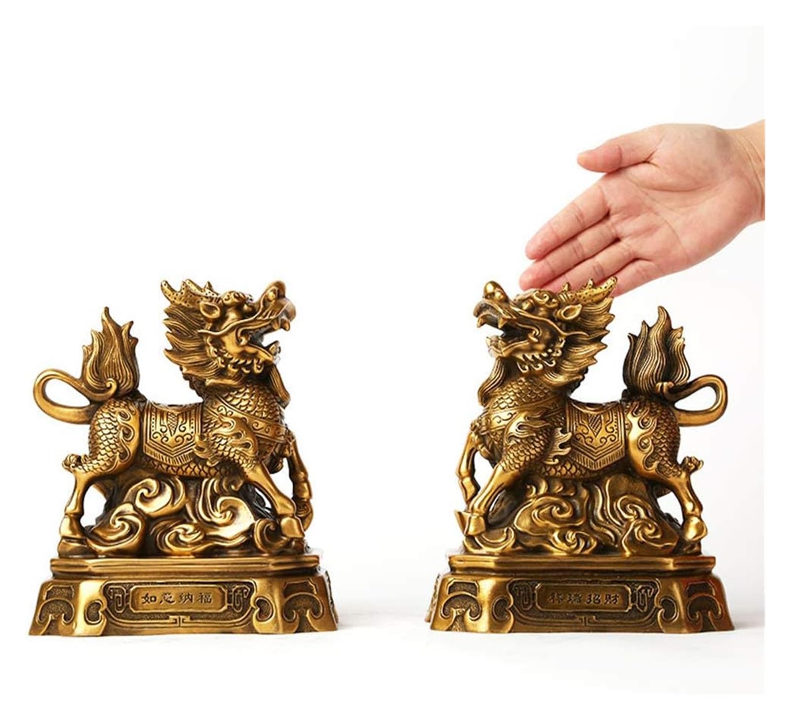 RLKHXBS Tabletop Feng Shui Chi Lin/Kei Loon/Qi Lin Kirin Statue Ornaments, Puro Artigianato di Rame Kirin Furnings, per la Decorazione dell'ufficio Recensione della casa di congratulazioni, a ~