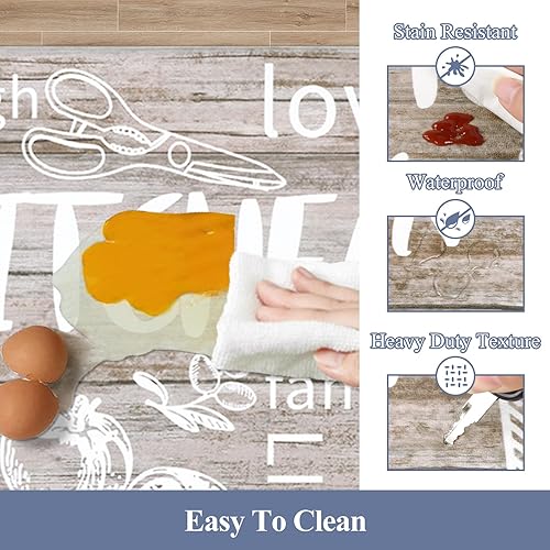 Miniatura 4 de HEBE Juego de 2 tapetes de cocina gruesos antifatiga para acolchados, impermeables, antideslizantes, cómodos tapetes de chef para fregadero de