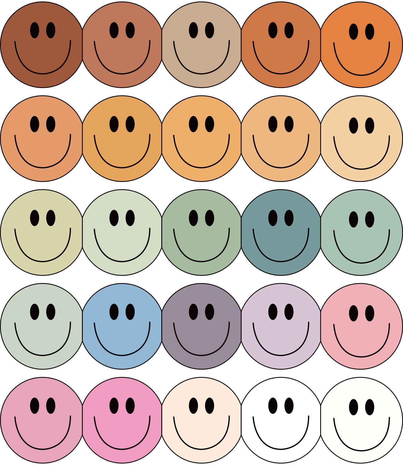 Whaline 69Ft Boho Happy Face Bulletin Board Borders Colorful Pastel Color Smile Face Die Cut Trim Border Roll for Back to School Classroom Chalkboard Office Decor