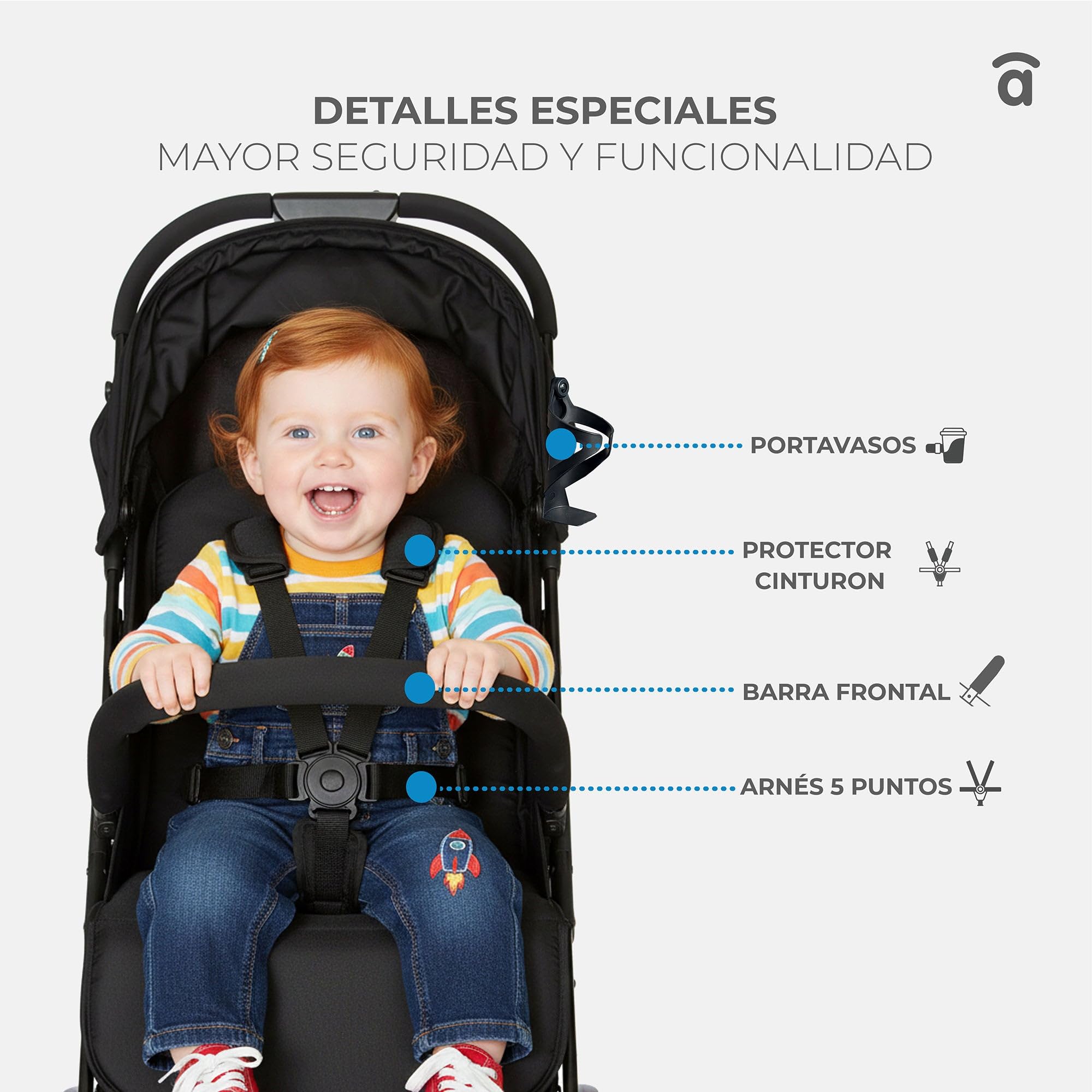 Asalvo HITO Silla de Paseo, Carrito bebé, Carro para bebés, Confortable, Ultraligera, Segura, Capota con Ventana y Freno Trasero, Manejable, Plegado compacto, Carga Máxima 24 kg, Beige