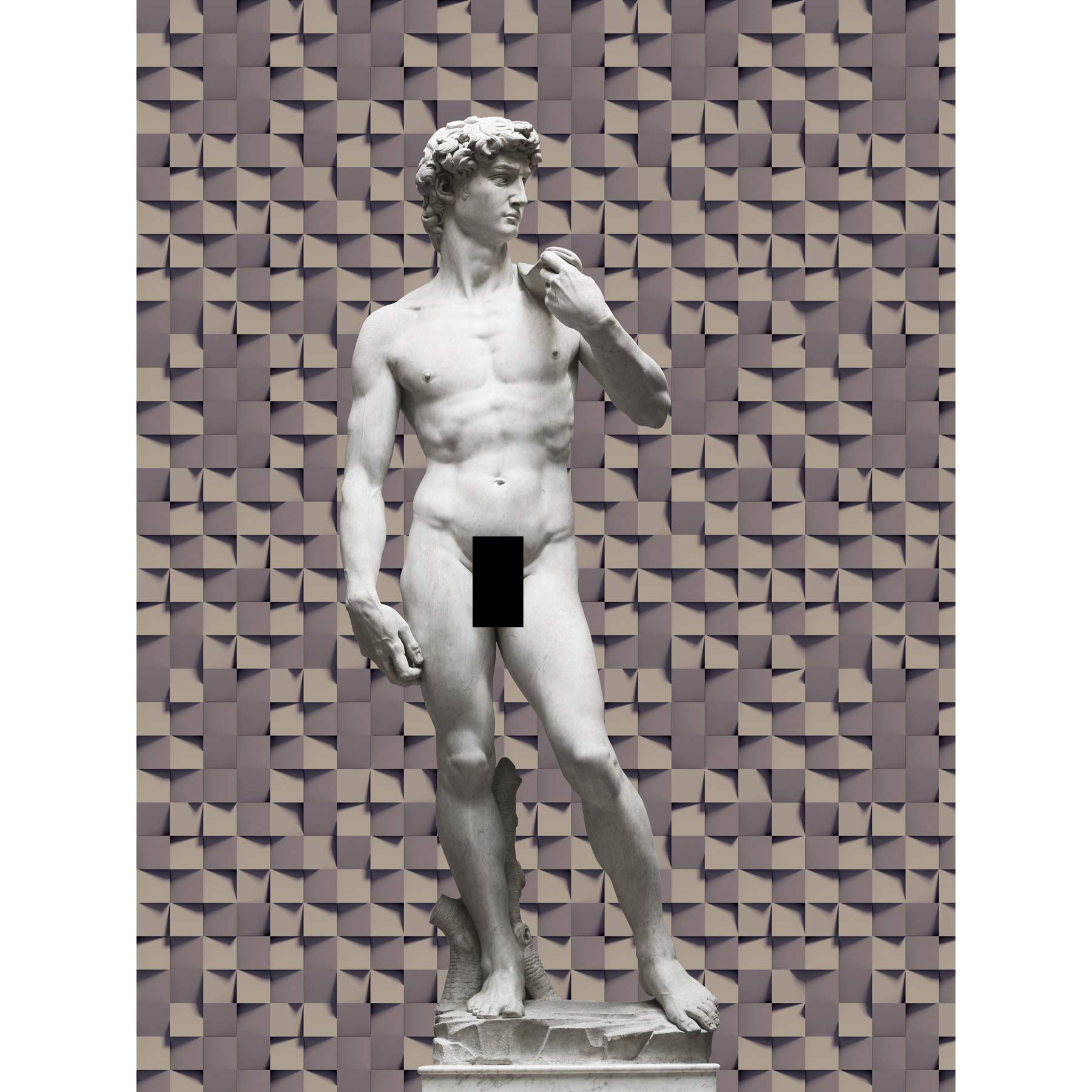 Artery8 Statue of David by Michelangelo Classic with Abstract Art Grey Cubes Large Wall Art Poster Print Thick Paper 18X24 Inch