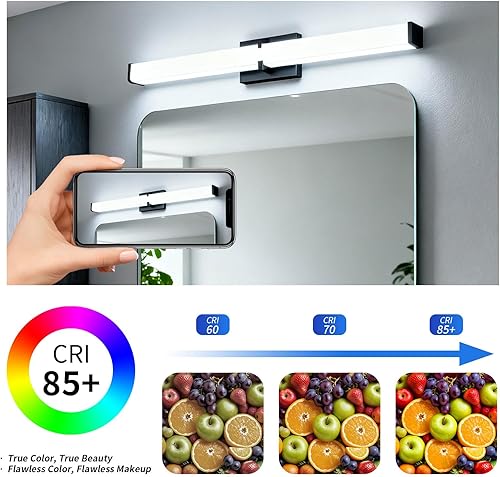 Miniatura 4 de Accesorios de iluminación de baño sobre el espejo 16 pulgadas ETL certificó luces de tocador modernas LED 5700K blanco frío 20W 2000LM regulable
