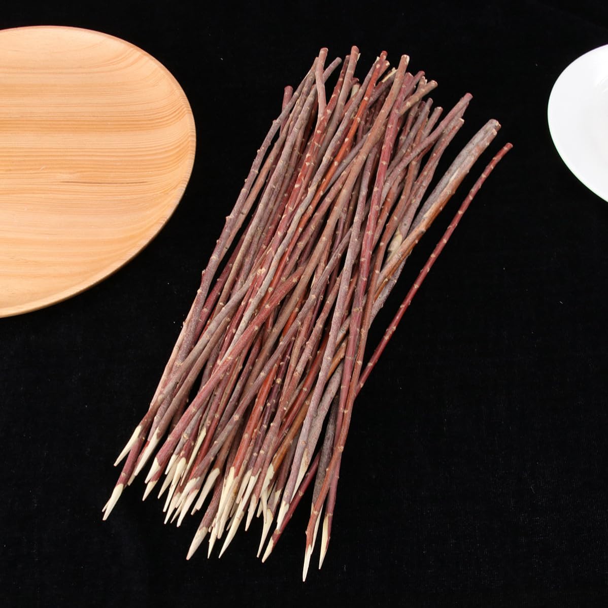 CRAFTHROU 100 Pezzi Forchette per Barbecue in Legno Rosso Pratiche e Comode da Impugnare per Barbecue All'aperto e Piccoli Negozi