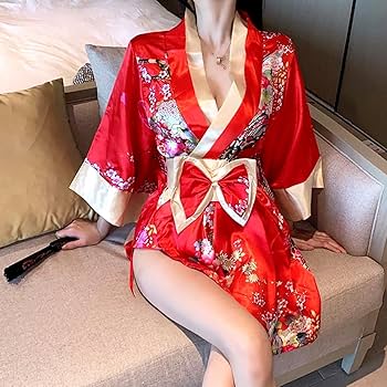浴衣ドレス　大人用　クリームに赤い花 Amazon.co.jp: [happykoko] 着物 ミニドレス 花魁 コスプレ