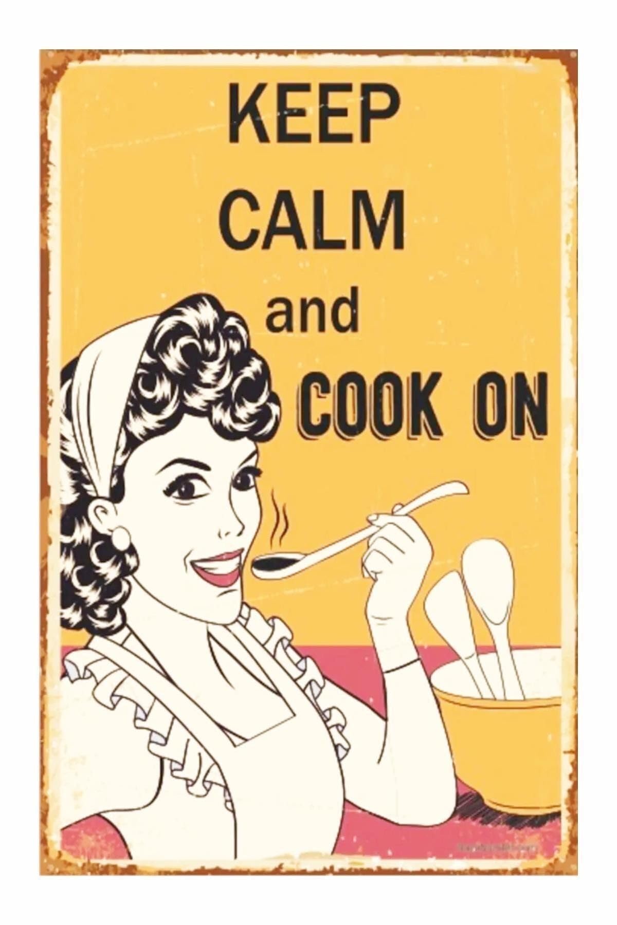 Dekolia Kuşe Kağıt Duvar Posteri Keep Calm And Cook On Retro Vintage Drtr0029