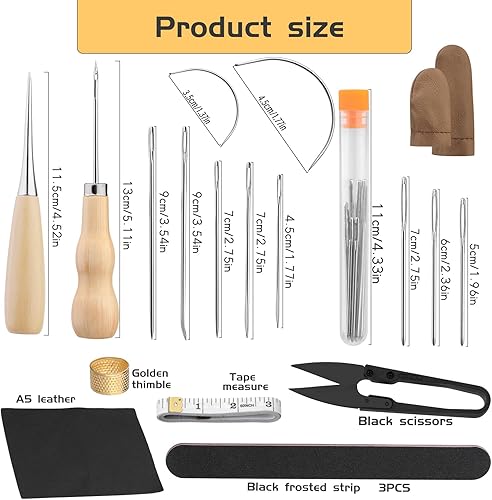 Miniatura 2 de LUNARM Poni de costura de cuero, abrazadera de cuero para poni, abrazadera de caballo de escritorio con agujas de coser de ojo grande, hilo