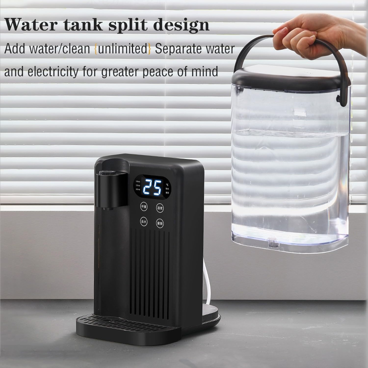 dispensador de Agua friaMáquina de Beber Directa de sobremesa de Calentamiento rápido Inteligente diseño de Tanque de Agua Independiente/Ajuste de Tres Niveles(Color:1,Size:110V)
