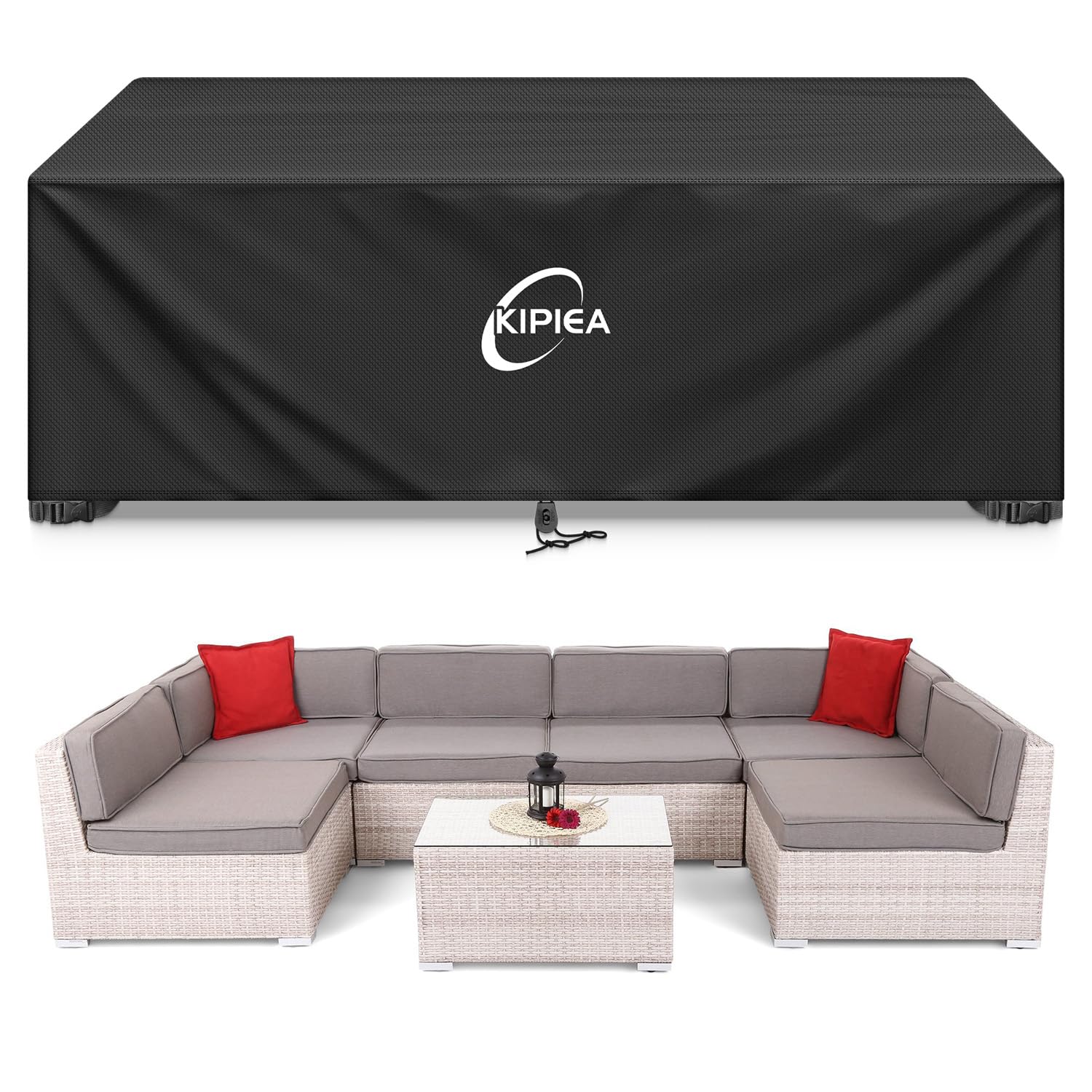 Kipiea Patio Furniture Covers Waterproof Winter, Heavy-Duty 420D Outdoor Patio Table Set Covers, Rectangular Outdoor Sectional Couch Covers (78" L x 58" W x 28" H) — view 13