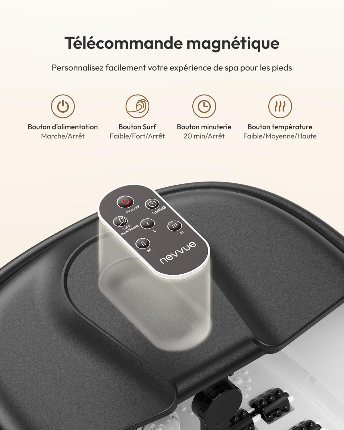 Bain de Pied Massant Chauffant, Pliable Massage Pieds avec Télécommande, Bain de Pieds Spa Massant avec 3 Niveaux de Chaleur & 16 Rouleaux de Massage, pour la Relaxation à Domicile