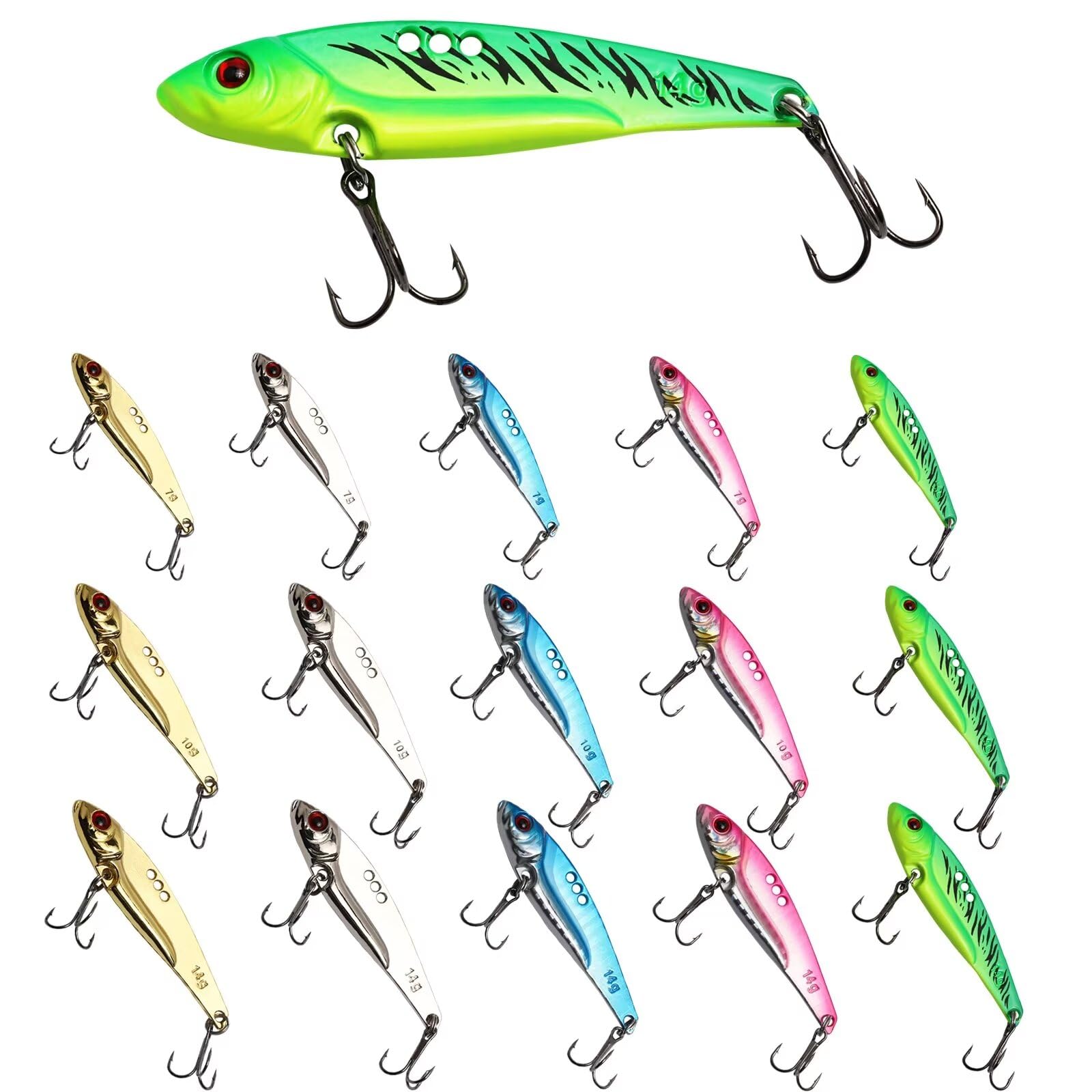 Dovesun 15/20pcs Fishing Spoon Lures Fishing Bait Trout Bass Fishing Lure for Bass, Crappie, Trout Walleye 1/5oz 1/4oz 3/8oz 1/2oz