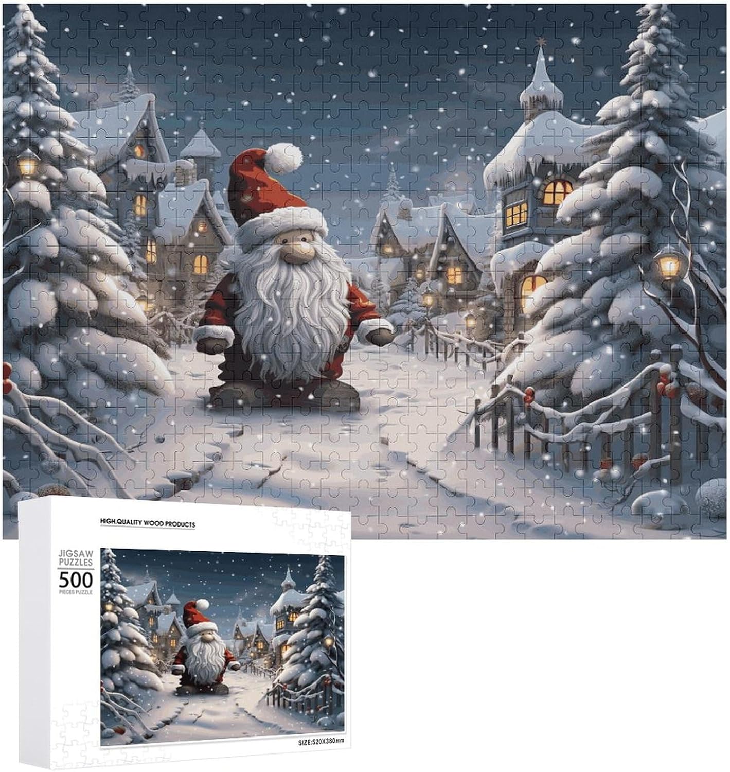 Wooden Puzzle for Adults, Suitable for Home Use, Christmas Snow Printed, Perfect Match