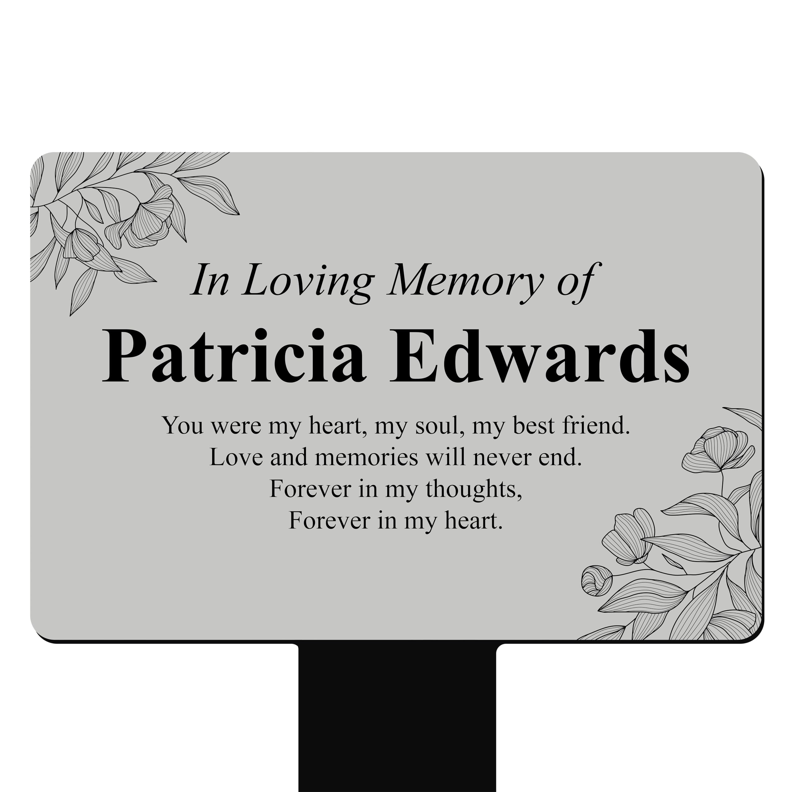 Custom Memorial Plaque β Personalised Bereavement Gifts, Gardens Ground Stakes & Grave Ornaments in Durable Acrylic, Waterproof & Hard-Wearing (Ash Grey)